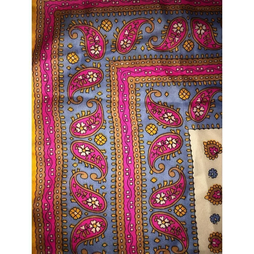 Vintage Paisley Floral Scarf Vibrant Colors 18
